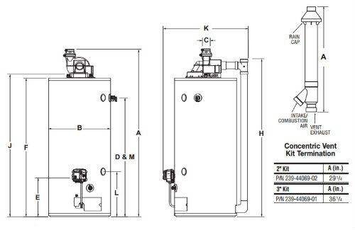 Bradford White RG2PDV50H6N 50 Gal Power Direct Vent NG Water Heater